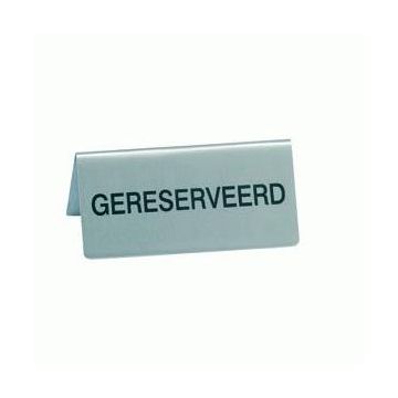 TAFELBORDJE 100X45MM "GERESERVEERD" RVS