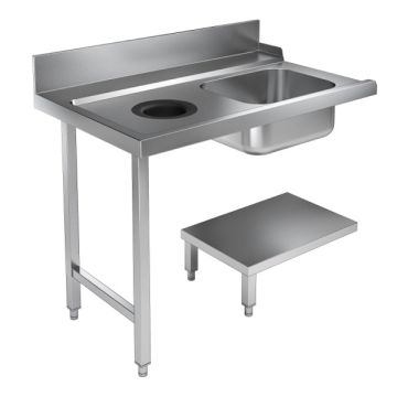 AANVOERTAFEL 120CM LINKS MET AFVALSTORTKOKER