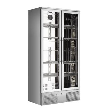 MAXXFROST FLESSENKOELKAST 2DEURS | GLASDEUR | RVS