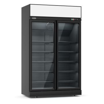 COMBISTEEL GLASDEUR KOELKAST 2DEURS | ZWART | LICHTBAK