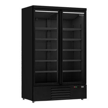 COMBISTEEL GLASDEUR KOELKAST 2DEURS | ZWART