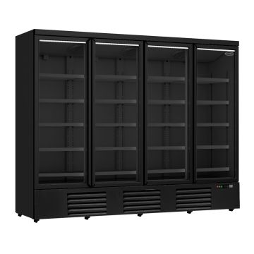 COMBISTEEL GLASDEUR KOELKAST 4DEURS | ZWART