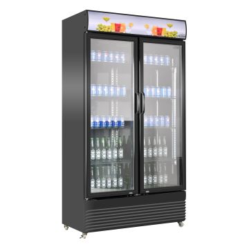 KOELKAST 2 GLASDEUREN 780L ZWART