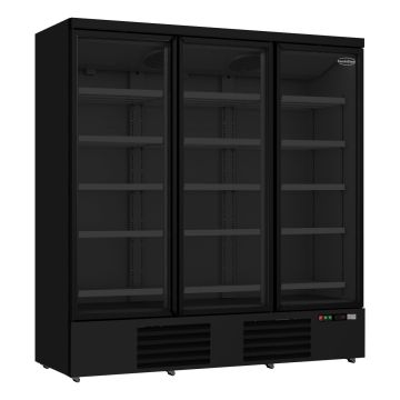 COMBISTEEL GLASDEUR KOELKAST 3DEURS | ZWART
