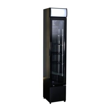 COMBISTEEL | GLASDEUR KOELKAST | 105L | ZWART | SMAL | LICHTBAK