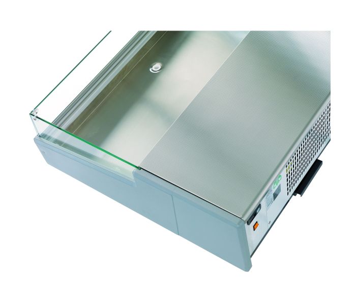Foto visvitrine laag glas