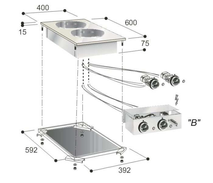 2-PL. KOOKUNIT DROP-IN CE62DB