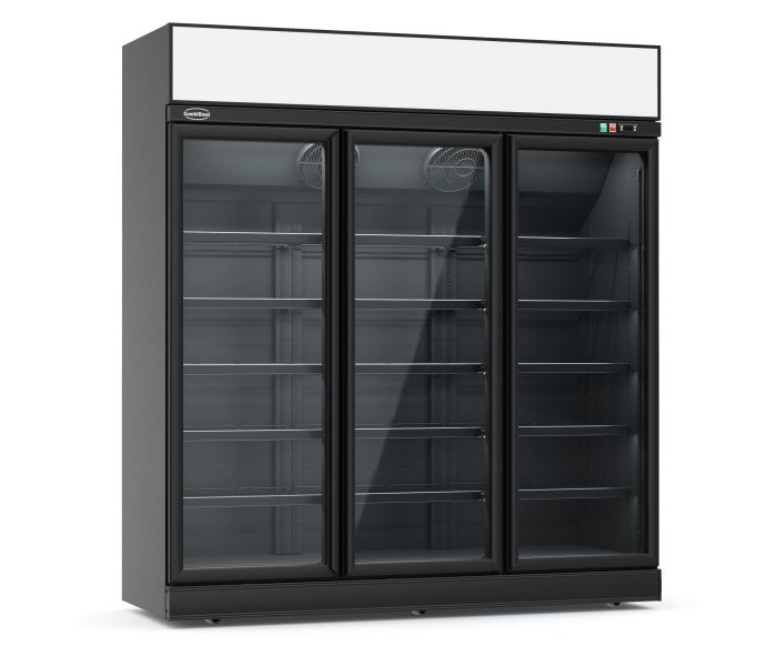 KOELKAST 3 GLASDEUREN ZWART