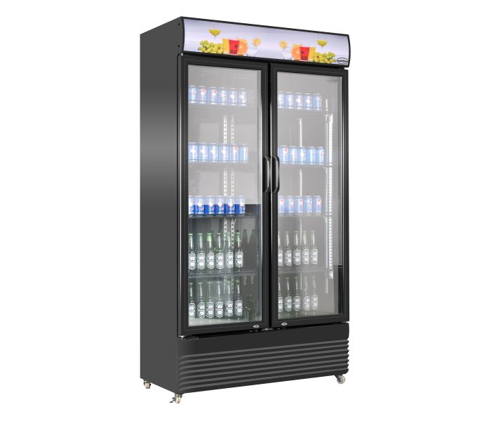 KOELKAST 2 GLASDEUREN 780L ZWA