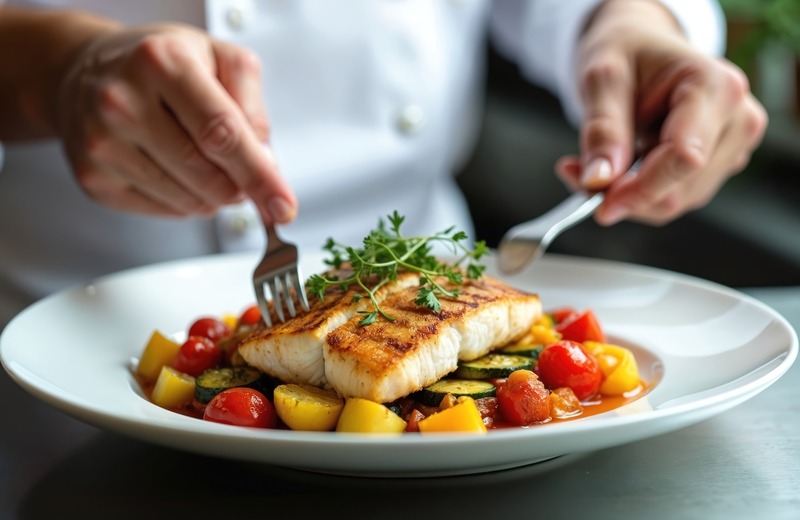 gerecht geserveerd door een chef